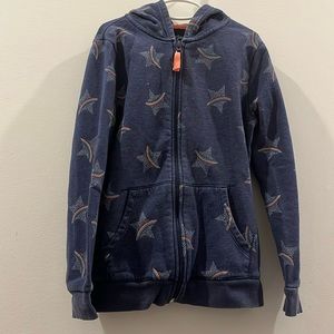 Kids blue star zip up hoodie.